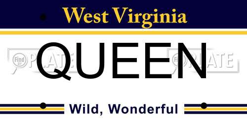 QUEEN West Virginia License Plate