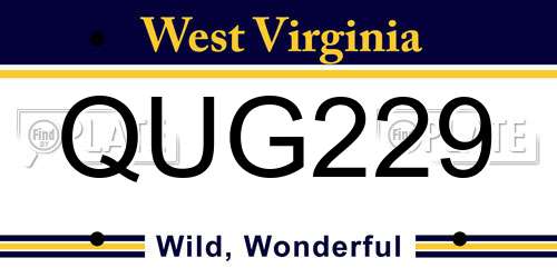 QUG229 West Virginia License Plate