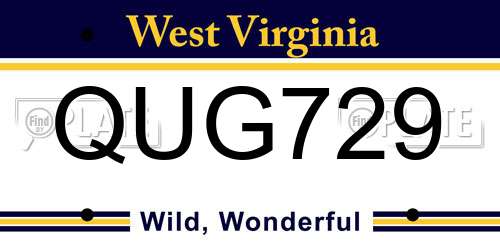 QUG729 West Virginia License Plate