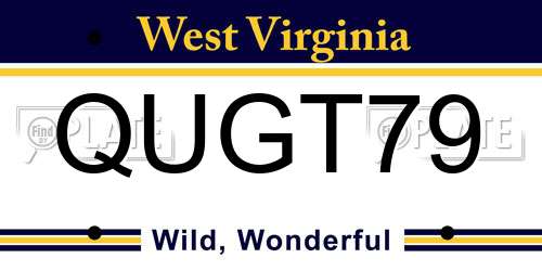 QUGT79 West Virginia License Plate