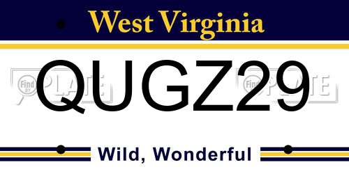 QUGZ29 West Virginia License Plate