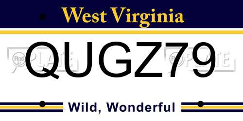 QUGZ79 West Virginia License Plate