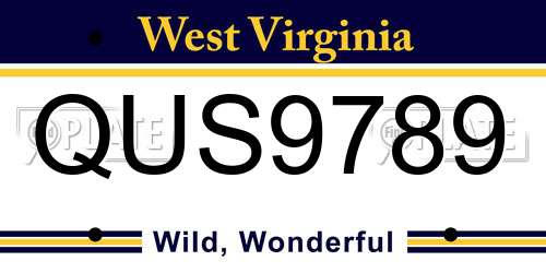 QUS9789 West Virginia License Plate