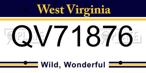 QV71876 West Virginia License Plate