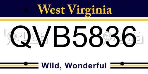 QVB5836 West Virginia License Plate