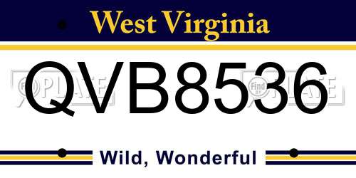 QVB8536 West Virginia License Plate