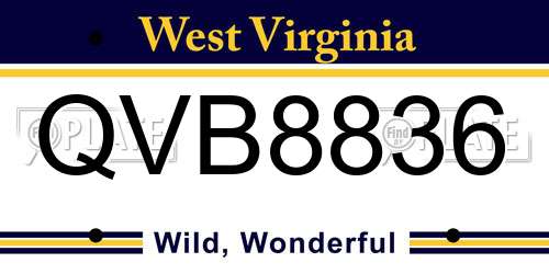 QVB8836 West Virginia License Plate