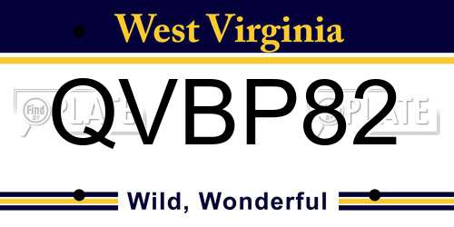 QVBP82 West Virginia License Plate