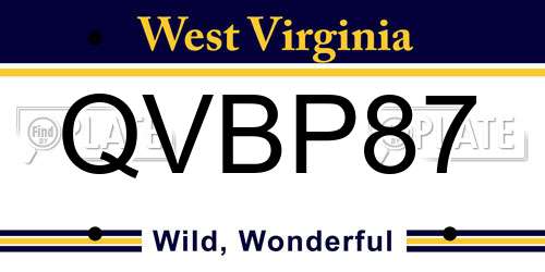 QVBP87 West Virginia License Plate