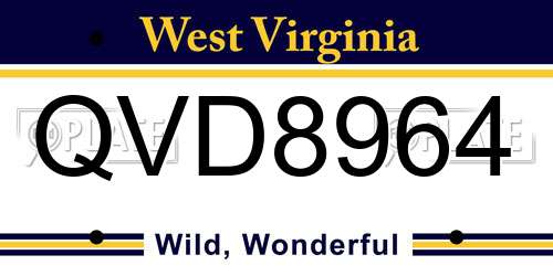 QVD8964 West Virginia License Plate