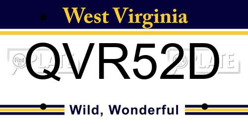 QVR52D West Virginia License Plate