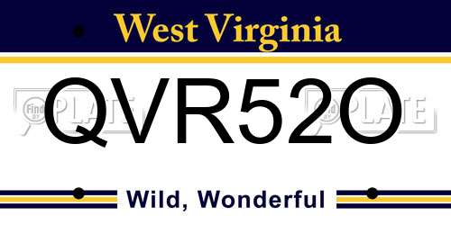 QVR52O West Virginia License Plate