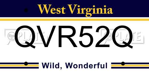 QVR52Q West Virginia License Plate