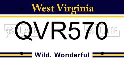 QVR570 West Virginia License Plate