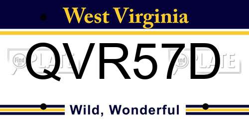 QVR57D West Virginia License Plate