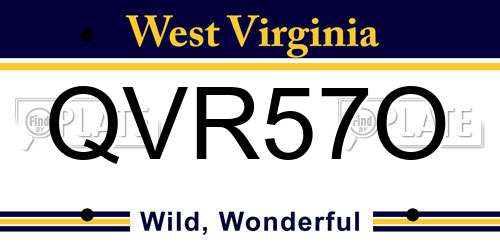 QVR57O West Virginia License Plate