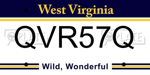 QVR57Q West Virginia License Plate