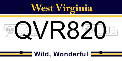 QVR820 West Virginia License Plate