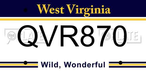 QVR870 West Virginia License Plate