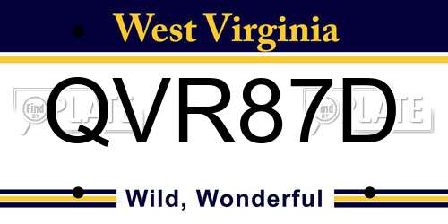 QVR87D West Virginia License Plate