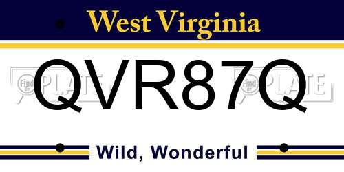 QVR87Q West Virginia License Plate