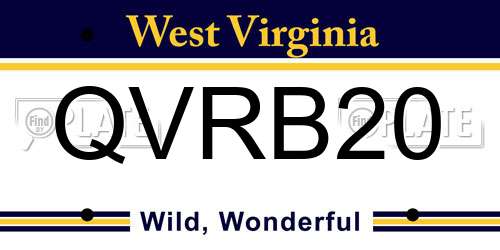 QVRB20 West Virginia License Plate
