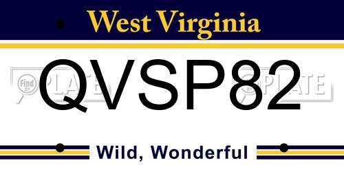 QVSP82 West Virginia License Plate