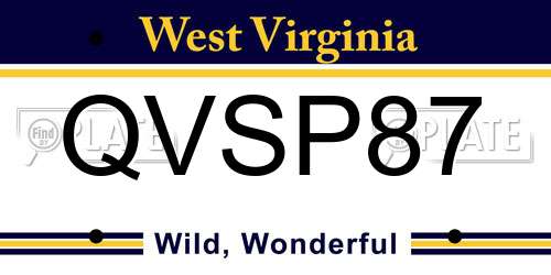 QVSP87 West Virginia License Plate