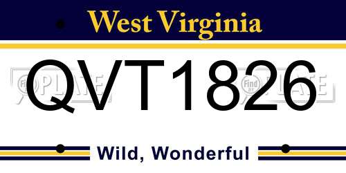 QVT1826 West Virginia License Plate