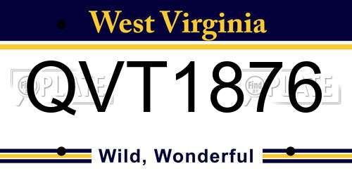 QVT1876 West Virginia License Plate