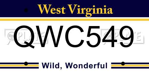 QWC549 West Virginia License Plate