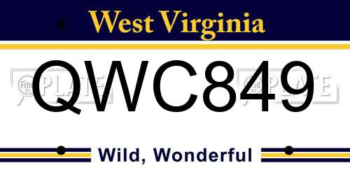 QWC849 West Virginia License Plate