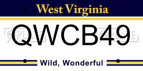 QWCB49 West Virginia License Plate