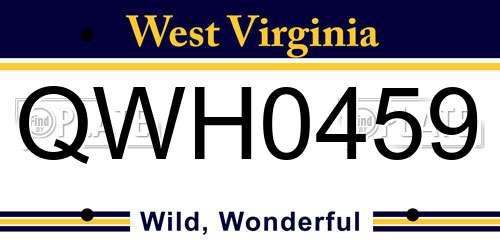QWH0459 West Virginia License Plate