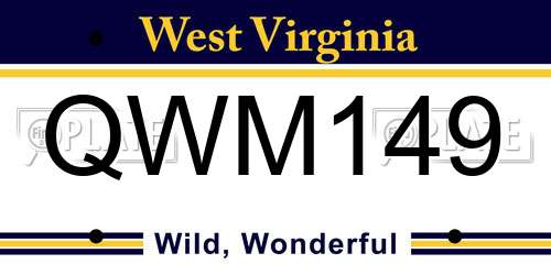 QWM149 West Virginia License Plate