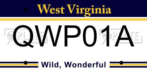 QWP01A West Virginia License Plate