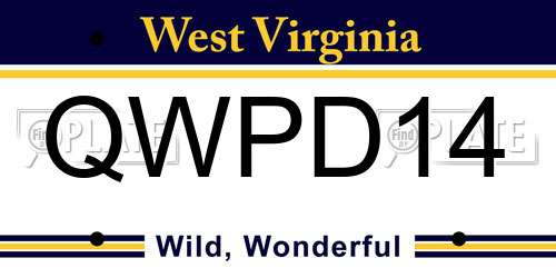 QWPD14 West Virginia License Plate