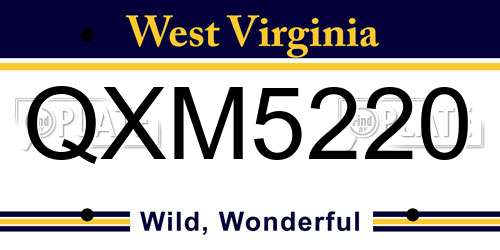 QXM5220 West Virginia License Plate