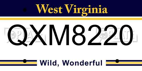QXM8220 West Virginia License Plate