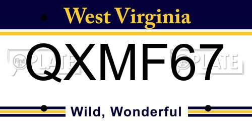 QXMF67 West Virginia License Plate