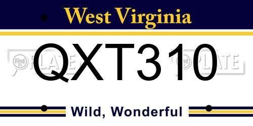 QXT310 West Virginia License Plate