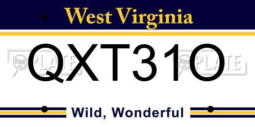 QXT31O West Virginia License Plate