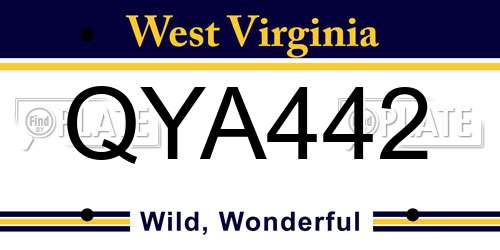 QYA442 West Virginia License Plate