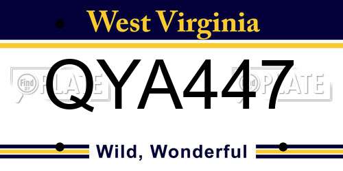 QYA447 West Virginia License Plate