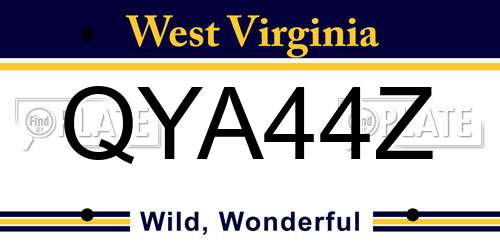QYA44Z West Virginia License Plate