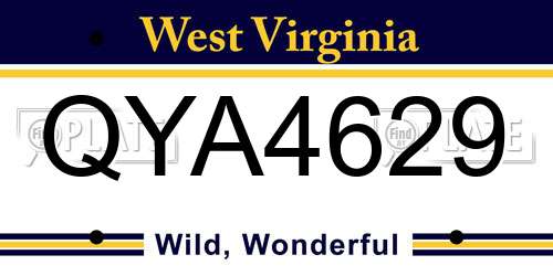QYA4629 West Virginia License Plate