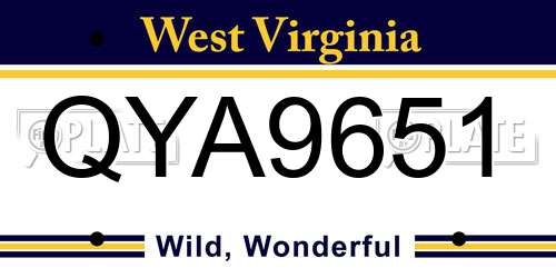 QYA9651 West Virginia License Plate