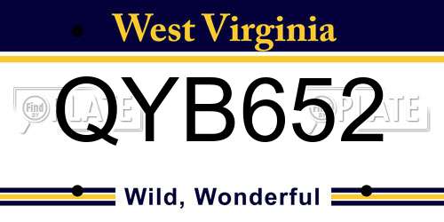 QYB652 West Virginia License Plate