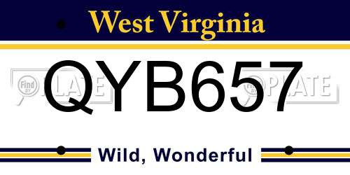 QYB657 West Virginia License Plate