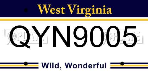QYN9005 West Virginia License Plate